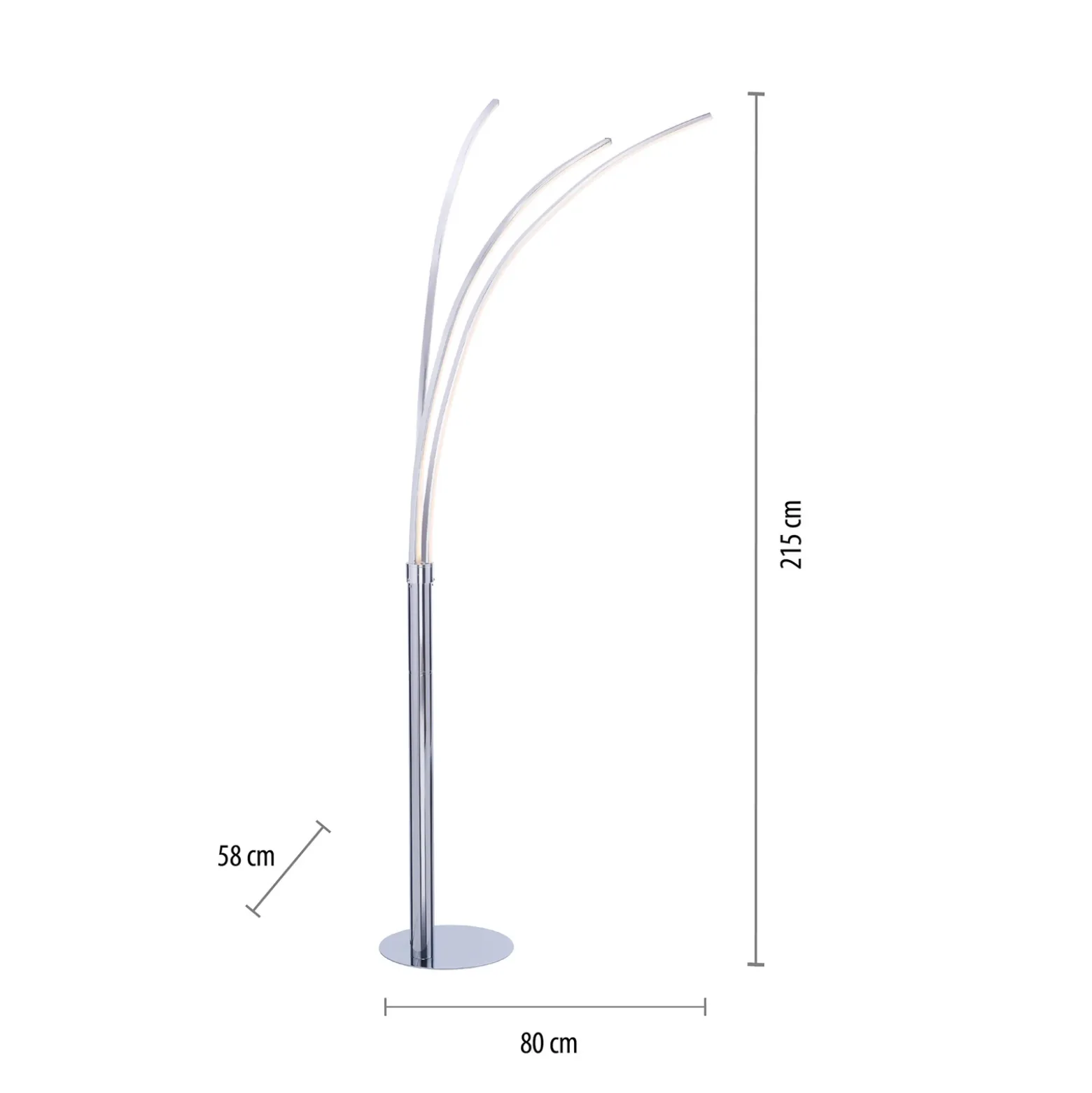 Lámpara de pie LED Maja, cromo de 3 luces