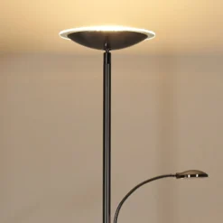 Lámpara de pie LED Malea de Lindby, níquel, lámpara de lectura, atenuable