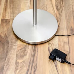 Lámpara de pie LED Malea de Lindby, níquel, lámpara de lectura, atenuable