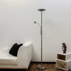 Lámpara de pie LED Malea de Lindby, níquel, lámpara de lectura, atenuable
