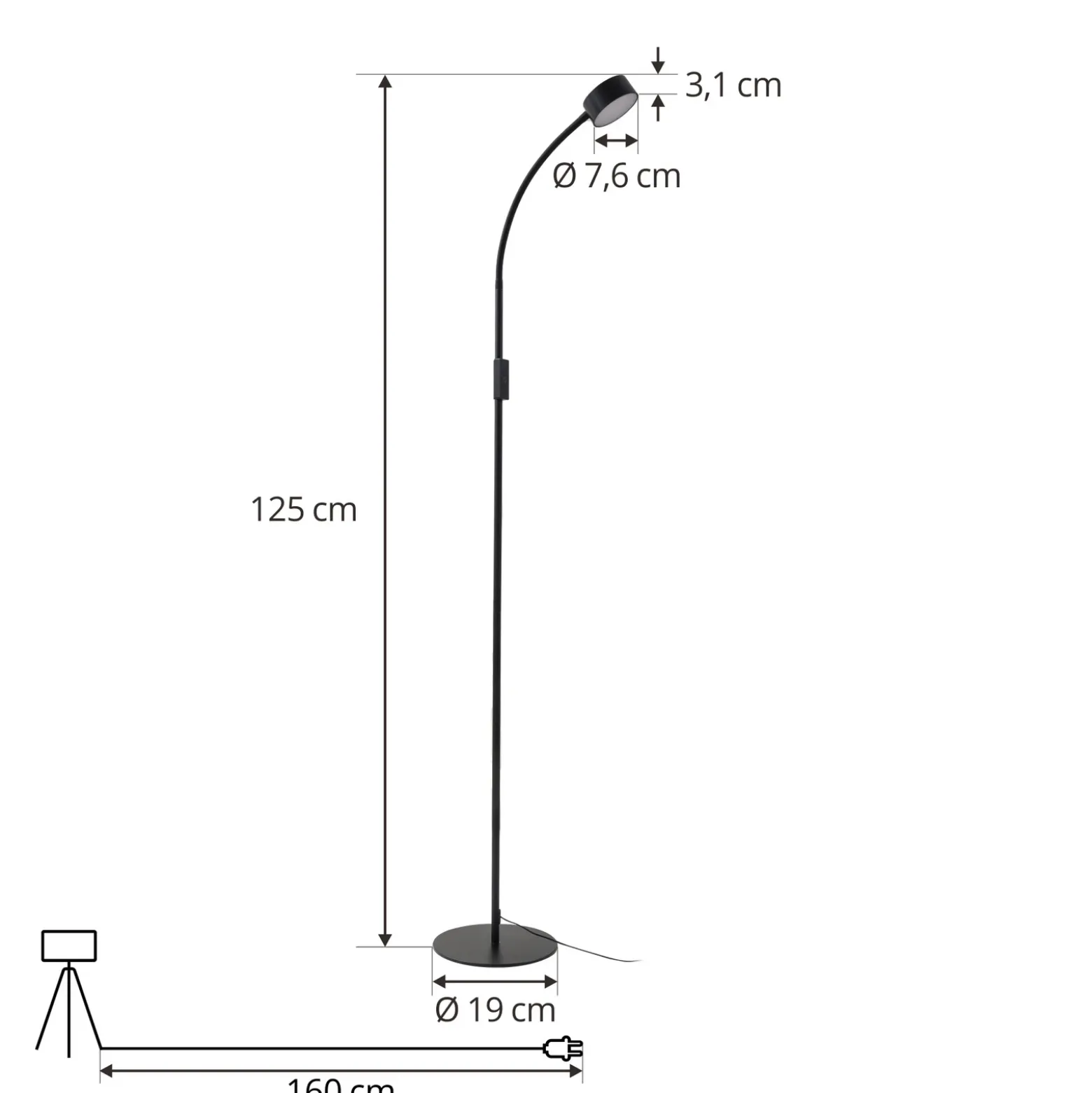 lámpara de pie LED Maori de Lindby, 140 cm, negro, CCT, atenuable
