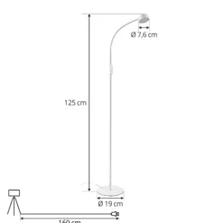 lámpara de pie LED Maori de Lindby, blanca, metal, CCT, atenuable