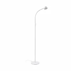 lámpara de pie LED Maori de Lindby, blanca, metal, CCT, atenuable