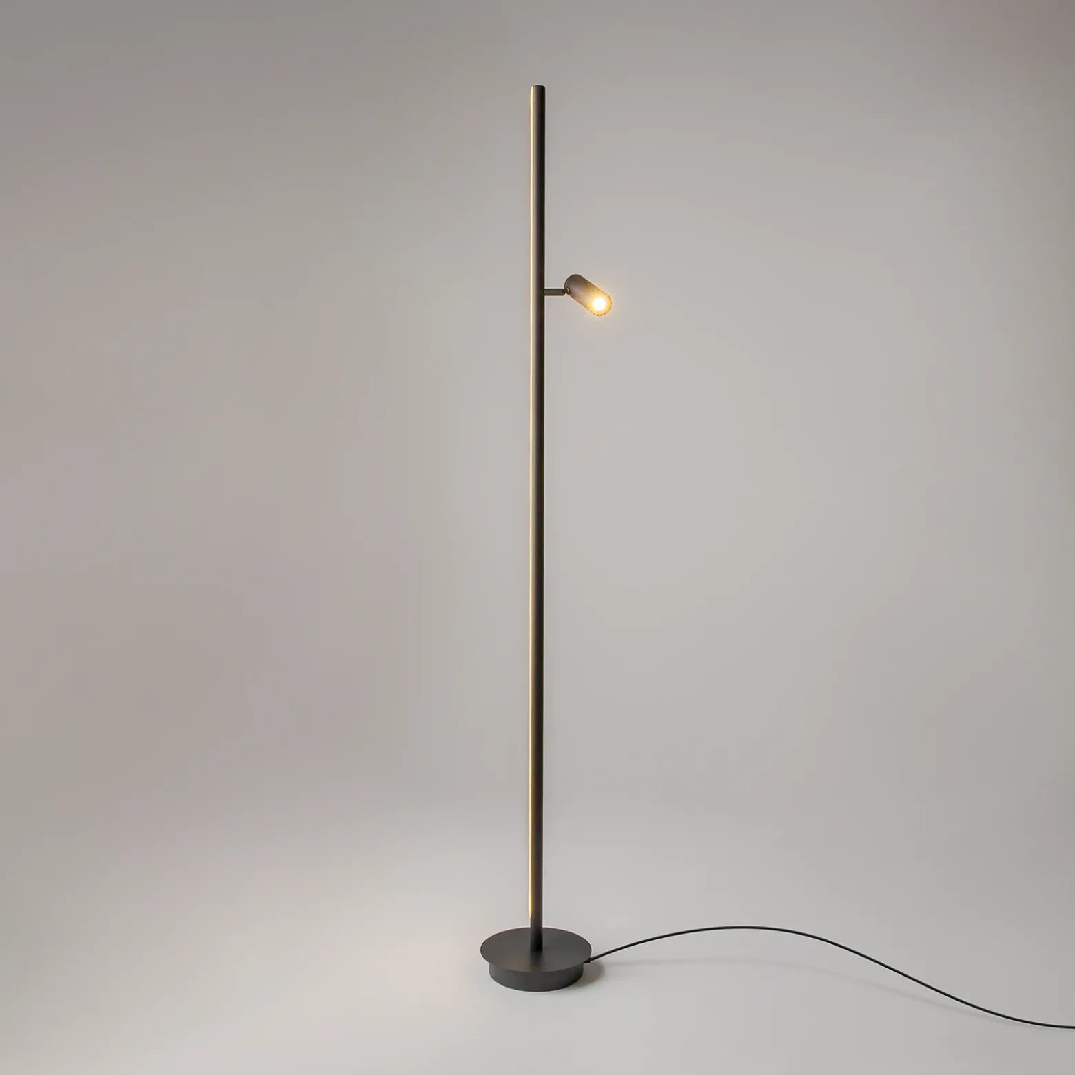 Lámpara de pie LED Maytoni Thin, negra, aluminio, altura 155 cm, atenuable