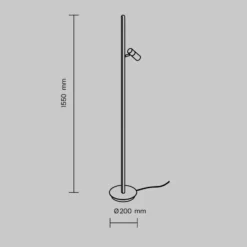 Lámpara de pie LED Maytoni Thin, negra, aluminio, altura 155 cm, atenuable