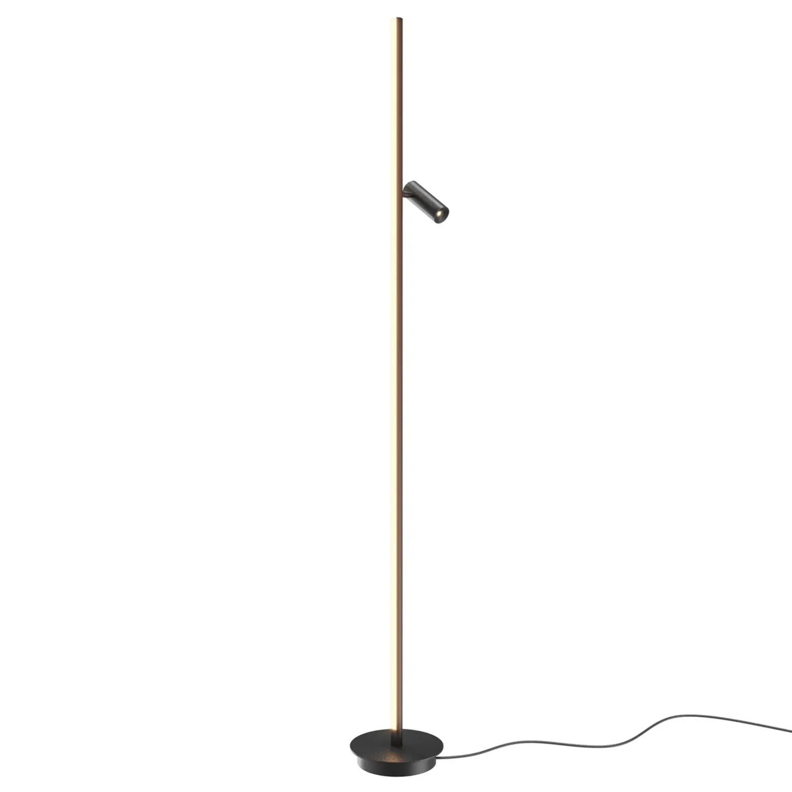 Lámpara de pie LED Maytoni Thin, negra, aluminio, altura 155 cm, atenuable