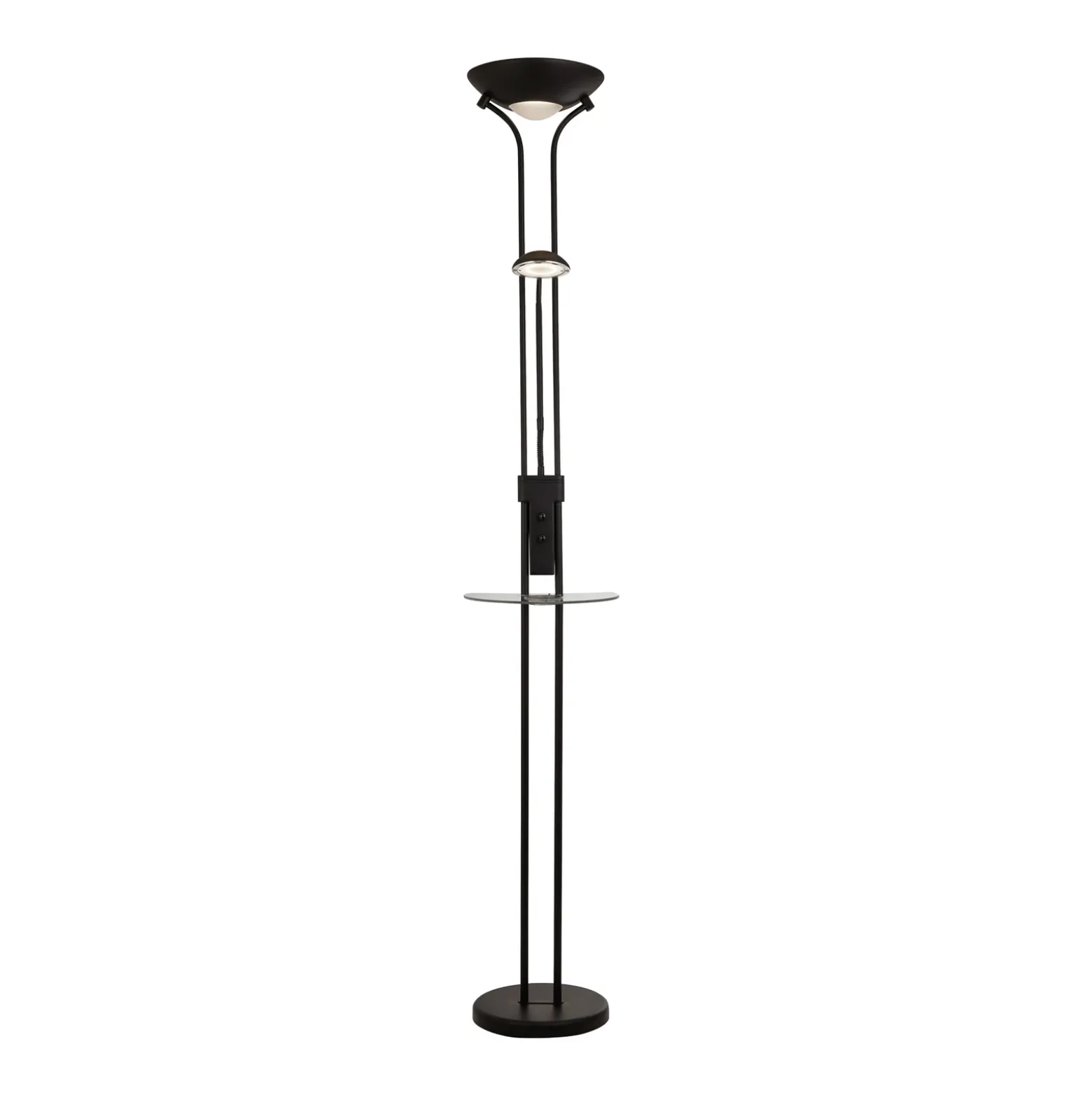 Lámpara de pie LED Mother & Child, negra, superficie de carga, atenuable
