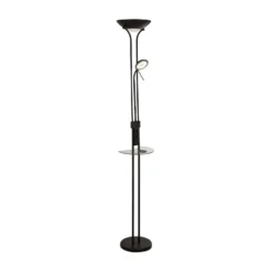 Lámpara de pie LED Mother & Child, negra, superficie de carga, atenuable