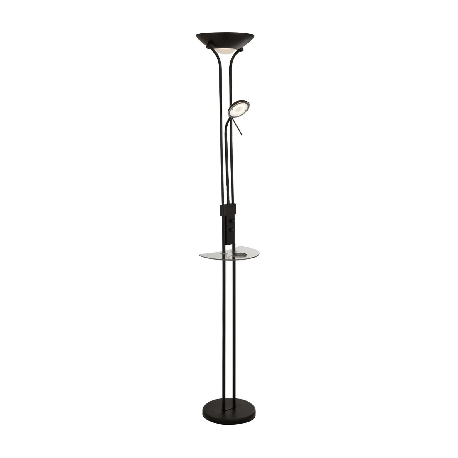 Lámpara de pie LED Mother & Child, negra, superficie de carga, atenuable