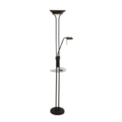 Lámpara de pie LED Mother & Child, negra, superficie de carga, atenuable