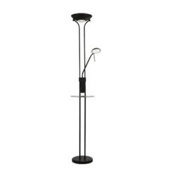 Lámpara de pie LED Mother & Child, negra, superficie de carga, atenuable