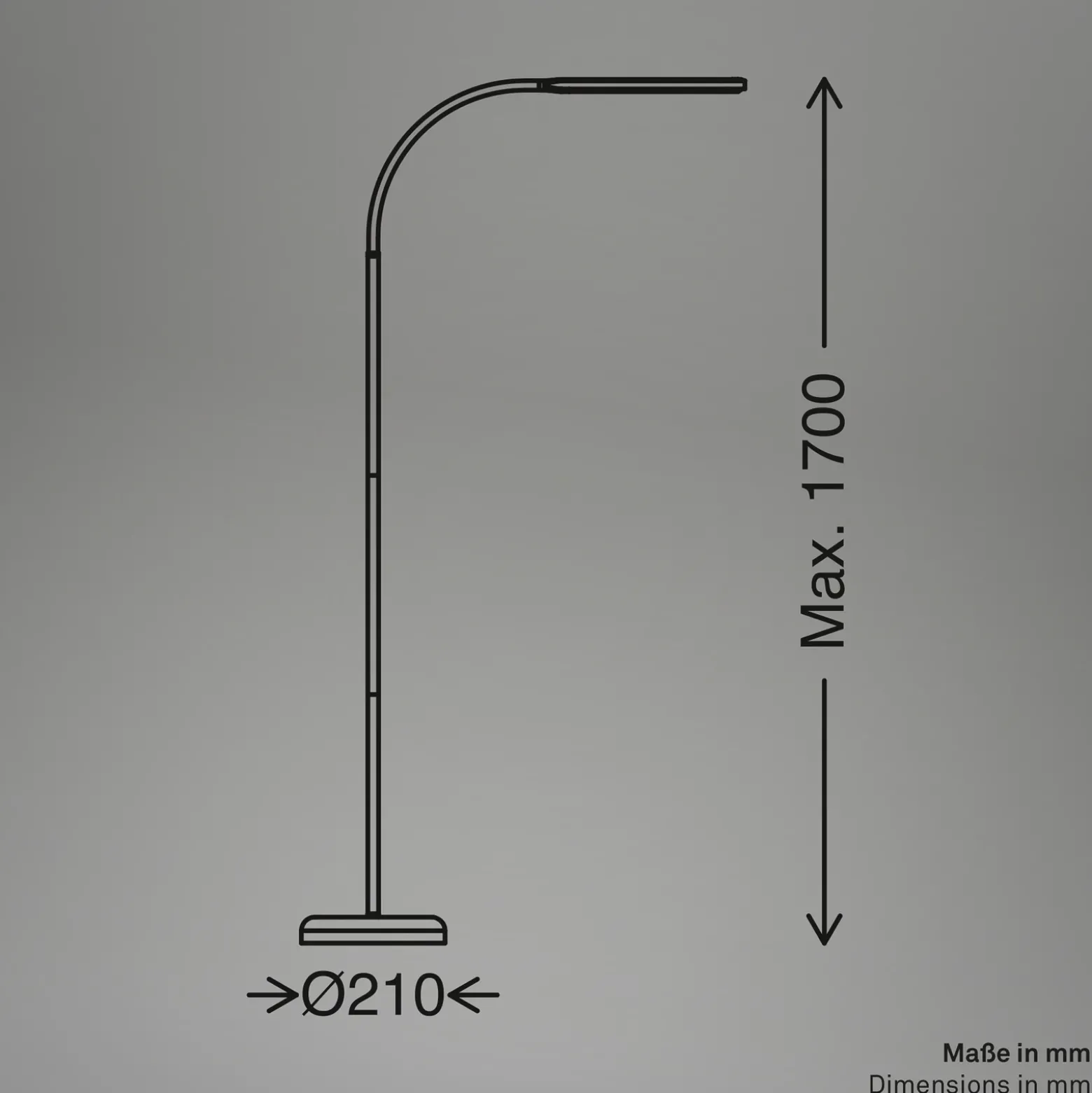 Lámpara de pie LED Mura, blanca, altura 170 cm, metal, regulador táctil