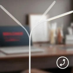 Lámpara de pie LED Mura, blanca, altura 170 cm, metal, regulador táctil