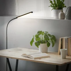 Lámpara de pie LED Mura, negro, altura 170 cm, metal, regulador táctil