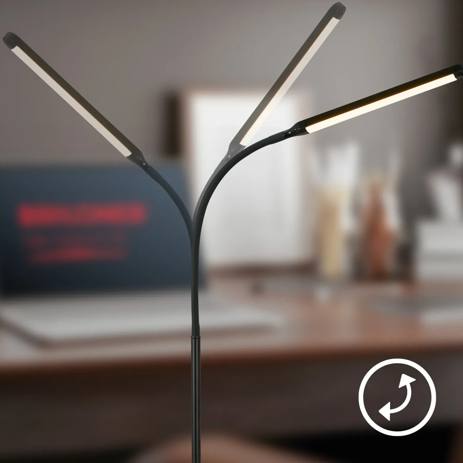 Lámpara de pie LED Mura, negro, altura 170 cm, metal, regulador táctil