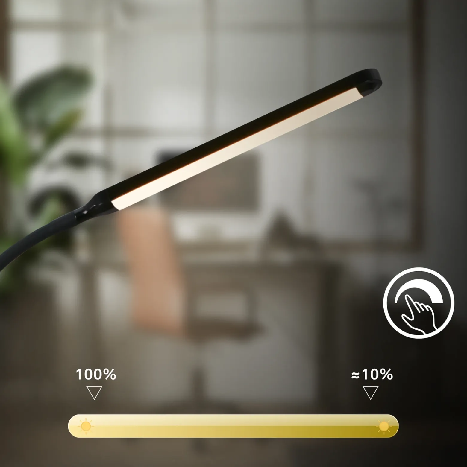 Lámpara de pie LED Mura, negro, altura 170 cm, metal, regulador táctil