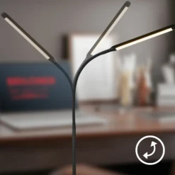Lámpara de pie LED Mura, negro, altura 170 cm, metal, regulador táctil