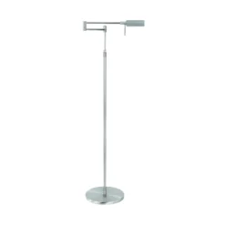 Lámpara de pie LED New Bari, níquel, altura 139 cm, metal, atenuador