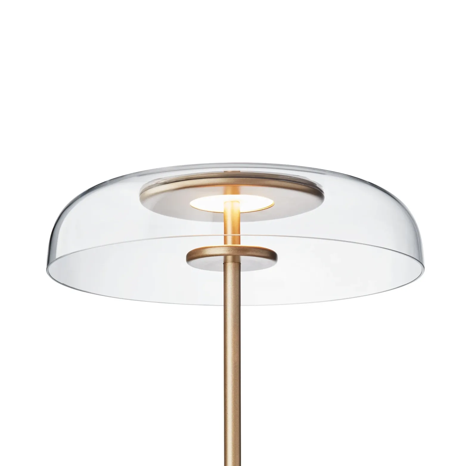 Lámpara de pie LED Nuura Blossi, altura 120 cm, color dorado/transparente