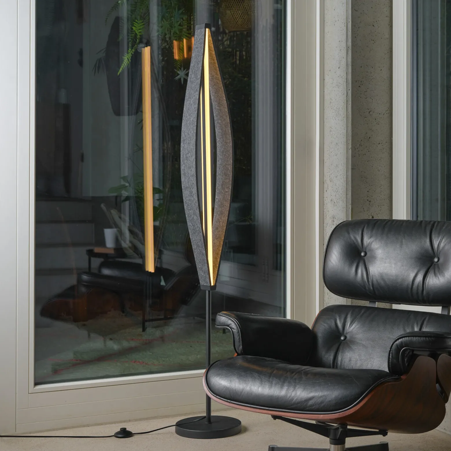 Lámpara de pie LED OSRAM Decor Flat Felt, gris, fieltro, 3000 K