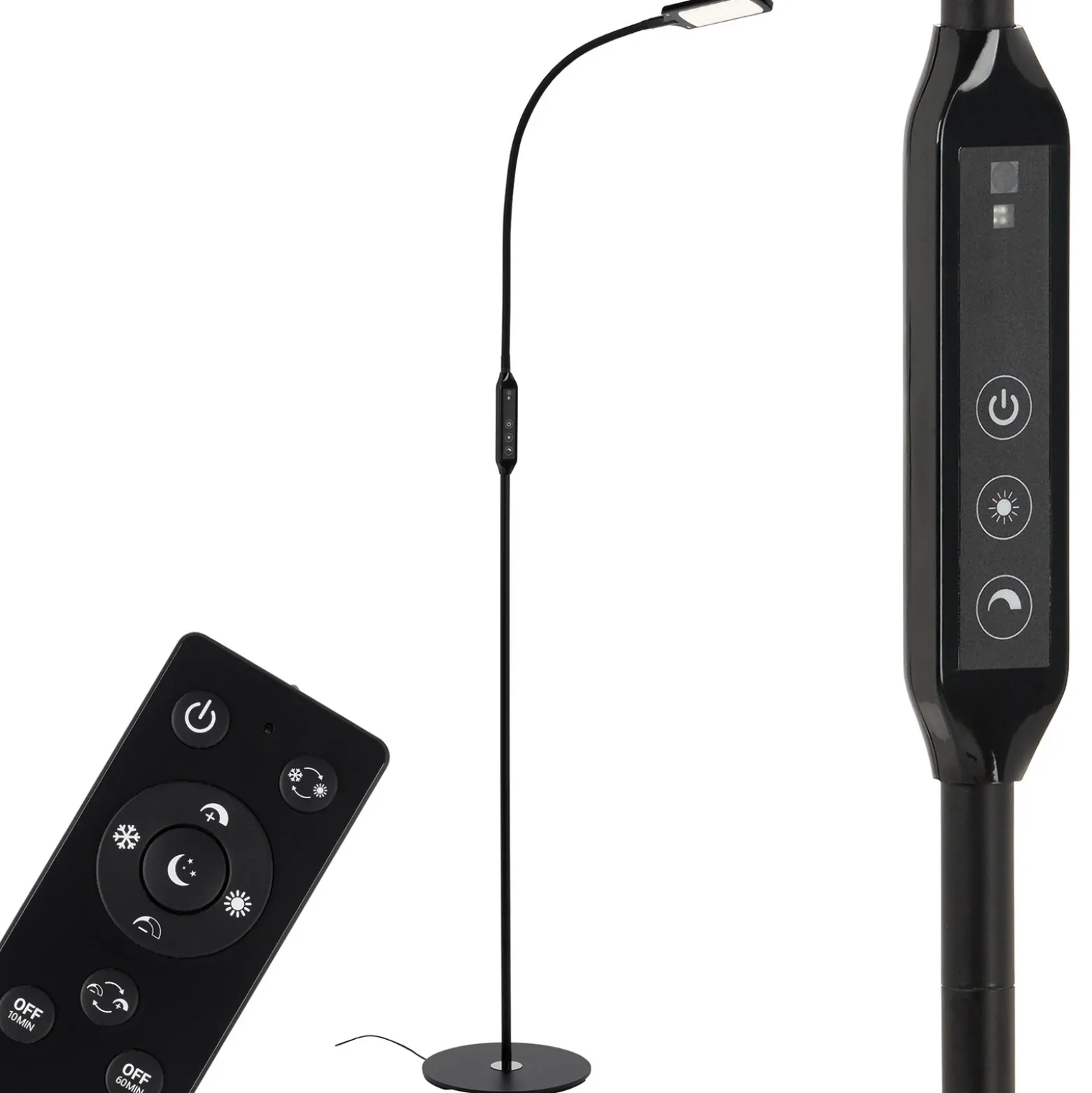 Lámpara de pie LED para oficina Office Remote, negra, atenuable, CCT