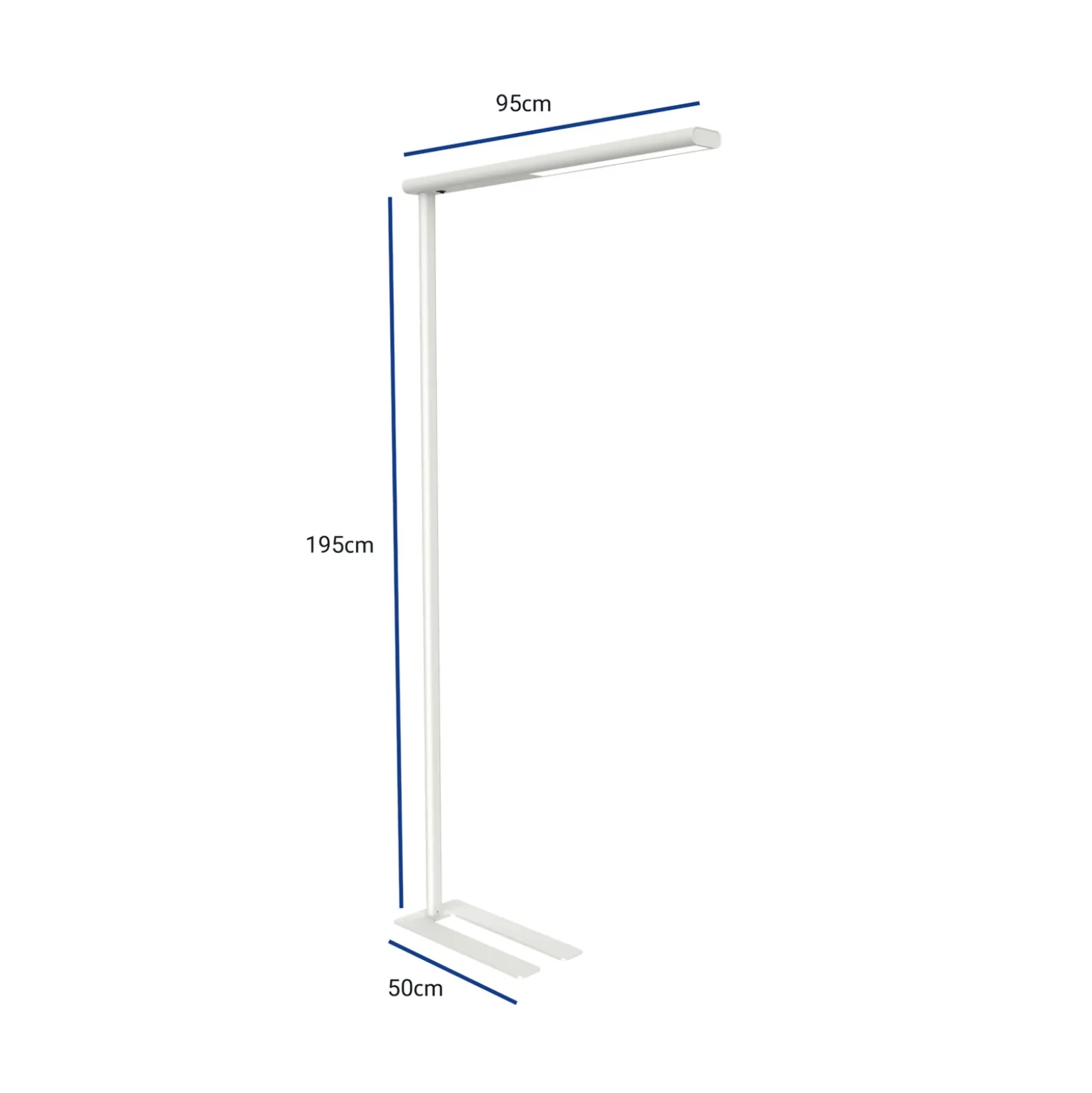 Lámpara de pie LED para oficina MAULjet, blanca, altura 195 cm