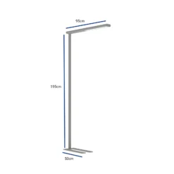 Lámpara de pie LED para oficina MAULjet, color plata, atenuable, 195 cm