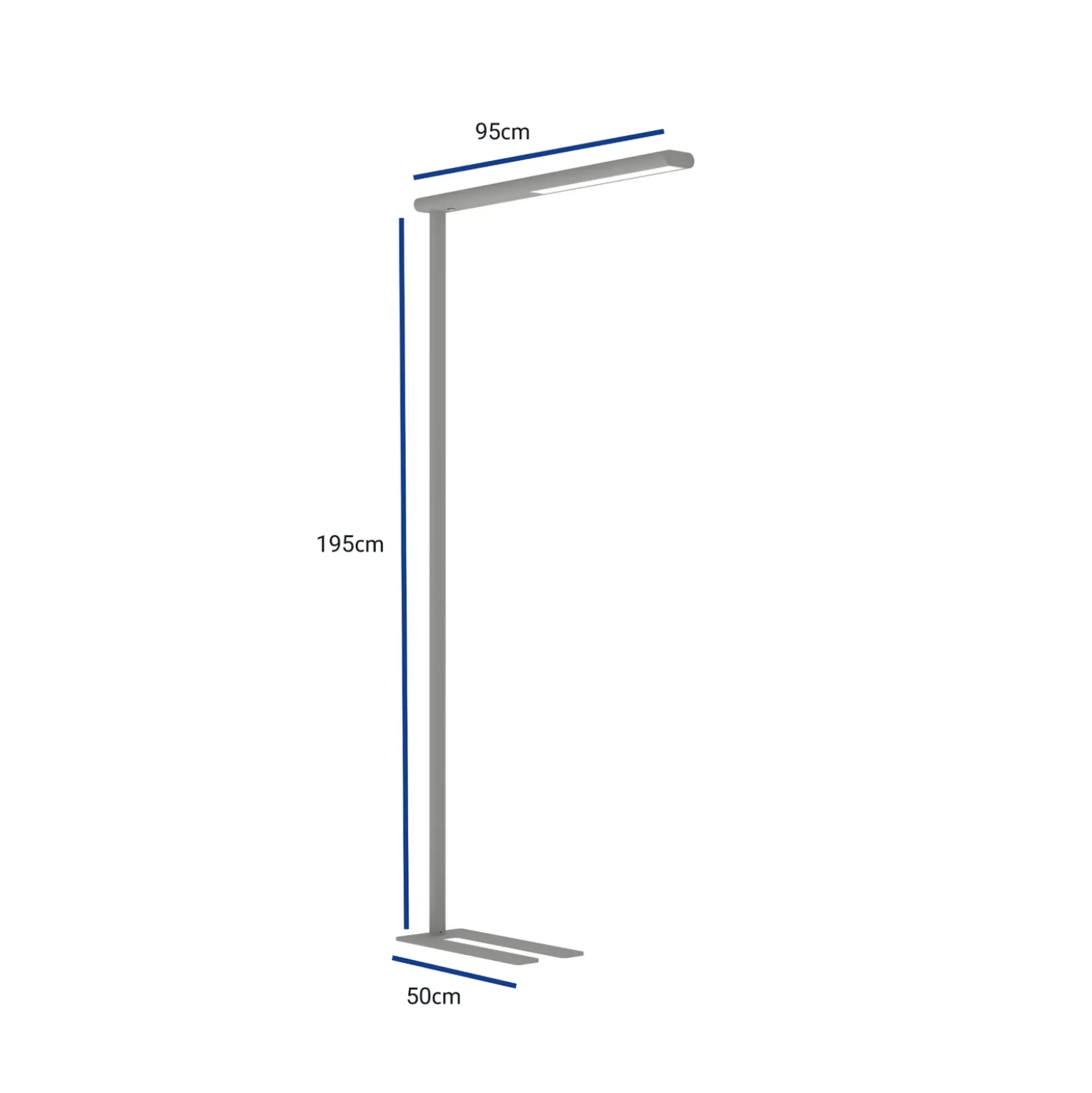 Lámpara de pie LED para oficina MAULjet, color plata, atenuable, 195 cm