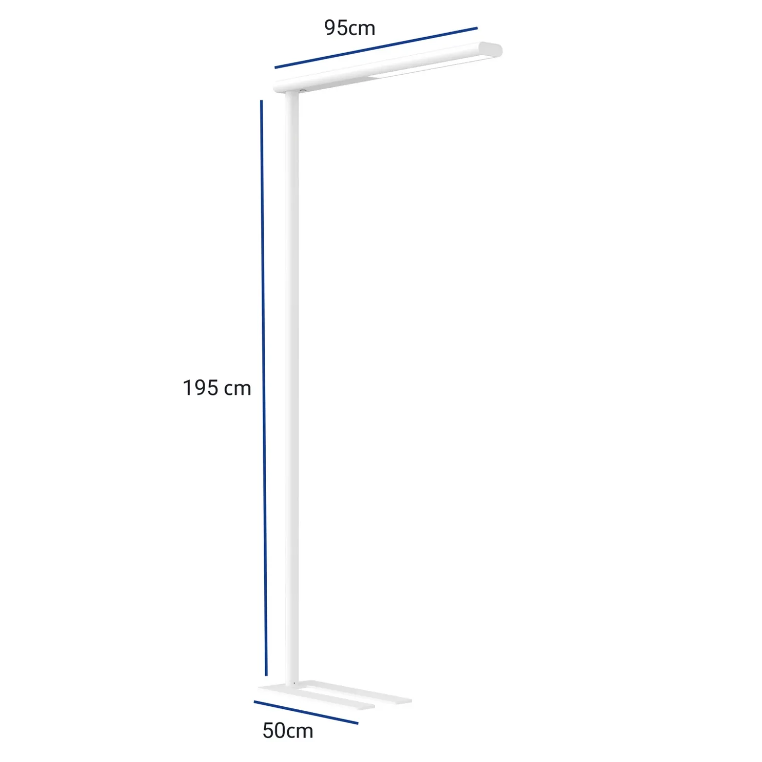 Lámpara de pie LED para oficina MAULjet, blanca, atenuable, 195 cm
