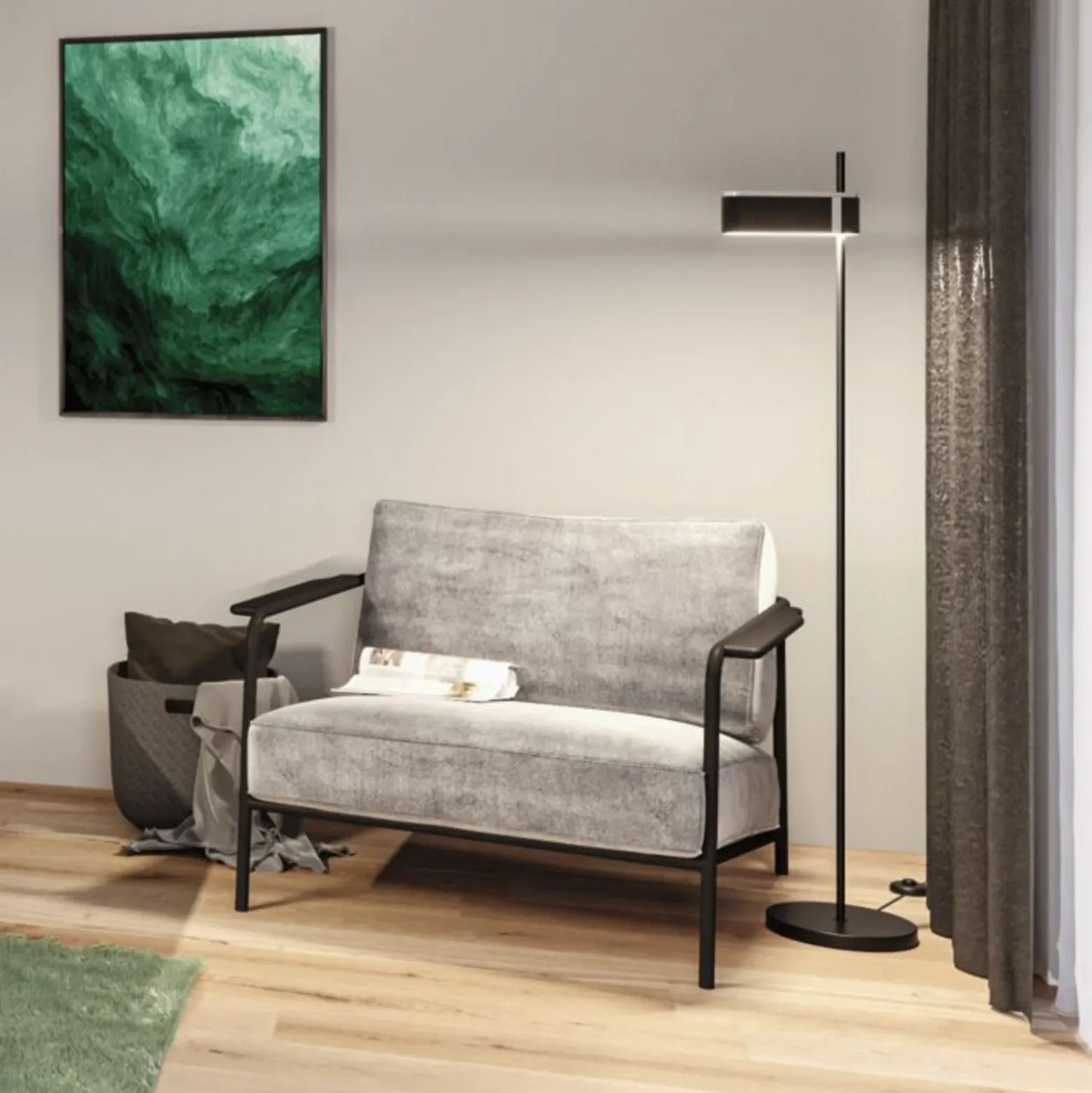 Lámpara de pie LED Paulmann Smart Jagun, antracita, 151 cm, fieltro