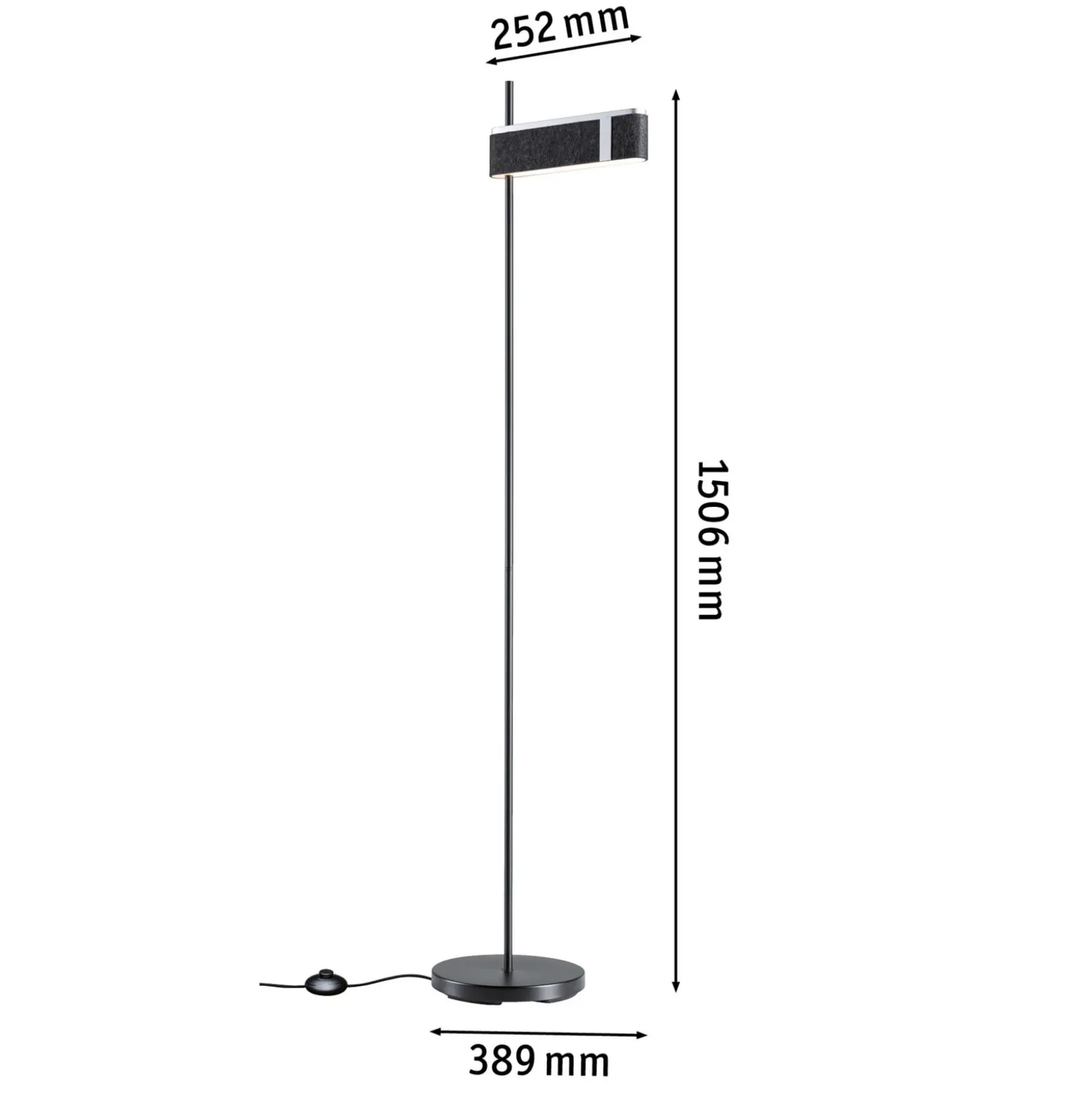 Lámpara de pie LED Paulmann Smart Jagun, antracita, 151 cm, fieltro