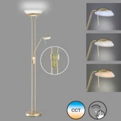 Lámpara de pie LED Pool, color latón, altura 182 cm, 2 luces.