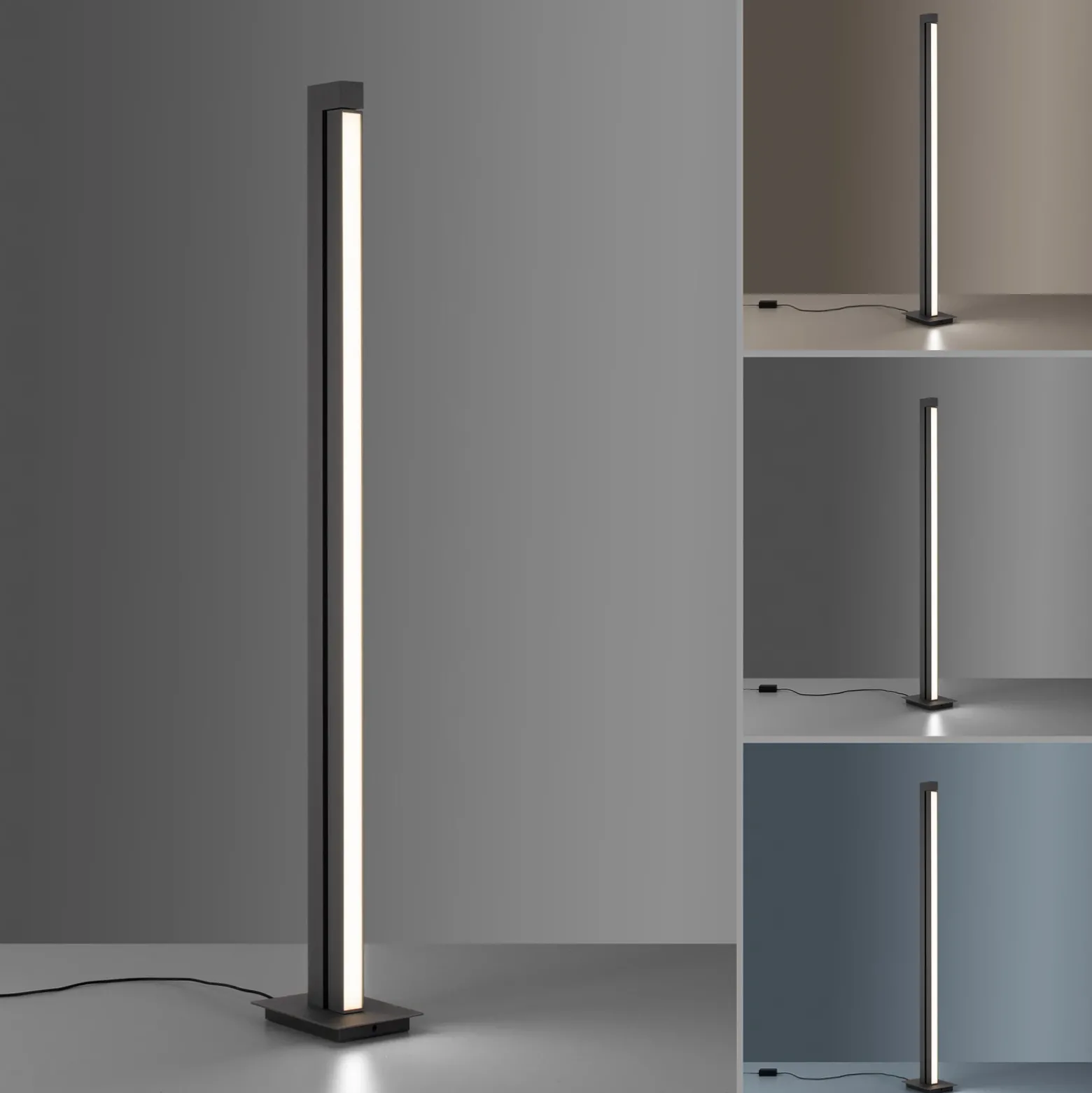 Lámpara de pie LED PURE Lines, antracita, control remoto, 140 cm
