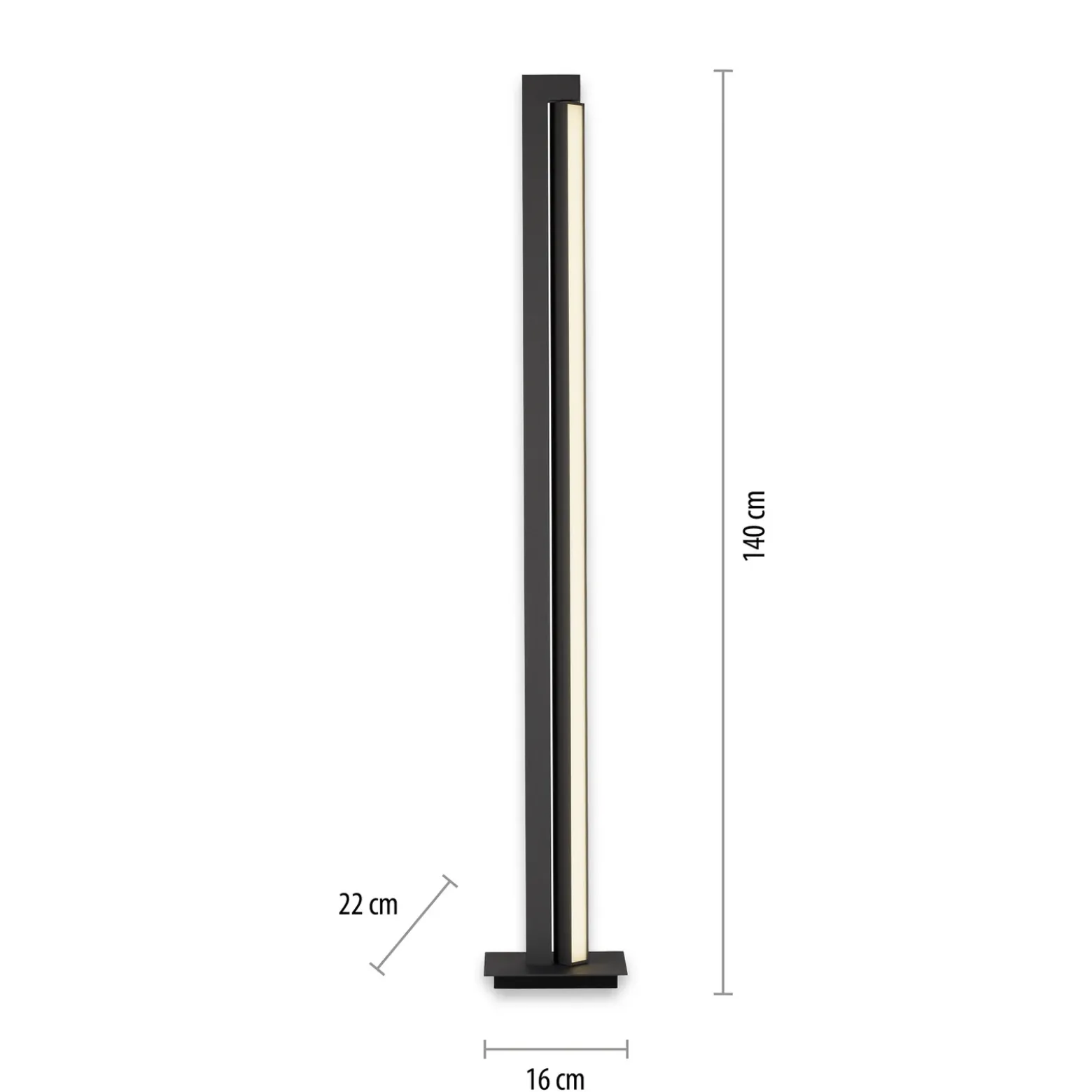 Lámpara de pie LED PURE Lines, antracita, control remoto, 140 cm