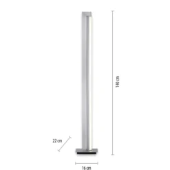 Lámpara de pie LED PURE Lines, plata, control remoto, 140 cm