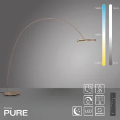 Lámpara de pie LED PURE Loop-Bow, color bronce, altura de 290 cm