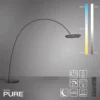 Lámpara de pie LED PURE Loop-Bow, negra, alcance de 290 cm, CCT