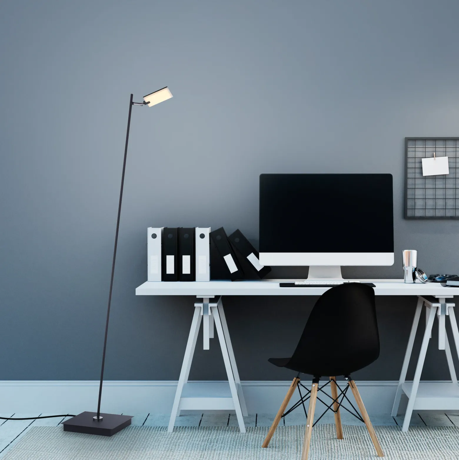 Lámpara de pie LED PURE Mira, negro perla, con control remoto