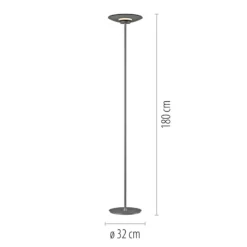 Lámpara de pie LED PURE Moon, platino, cristal ahumado, 180 cm