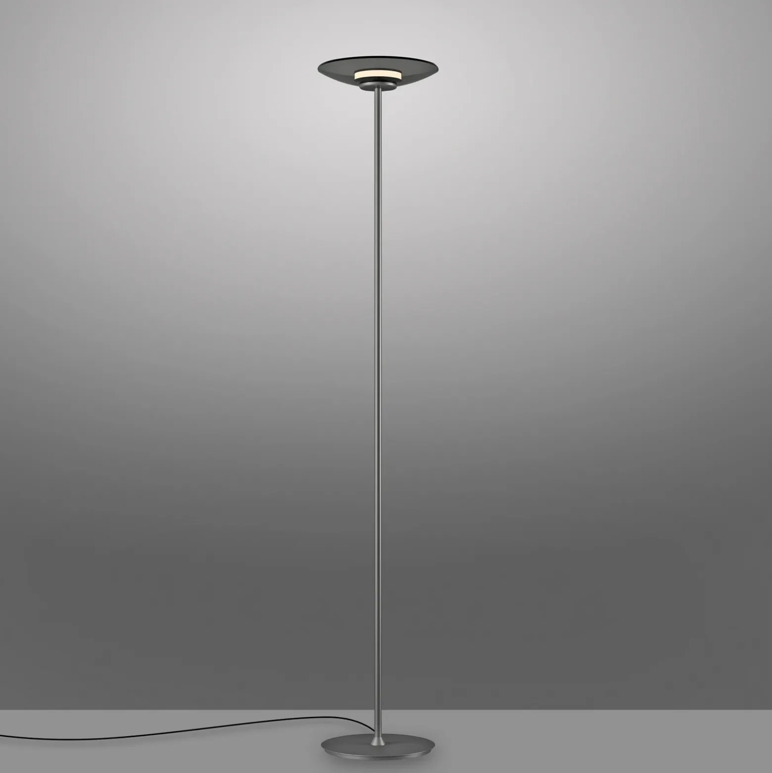 Lámpara de pie LED PURE Moon, platino, cristal ahumado, 180 cm