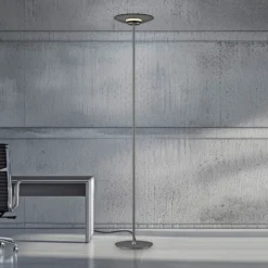 Lámpara de pie LED PURE Moon, platino, cristal ahumado, 180 cm