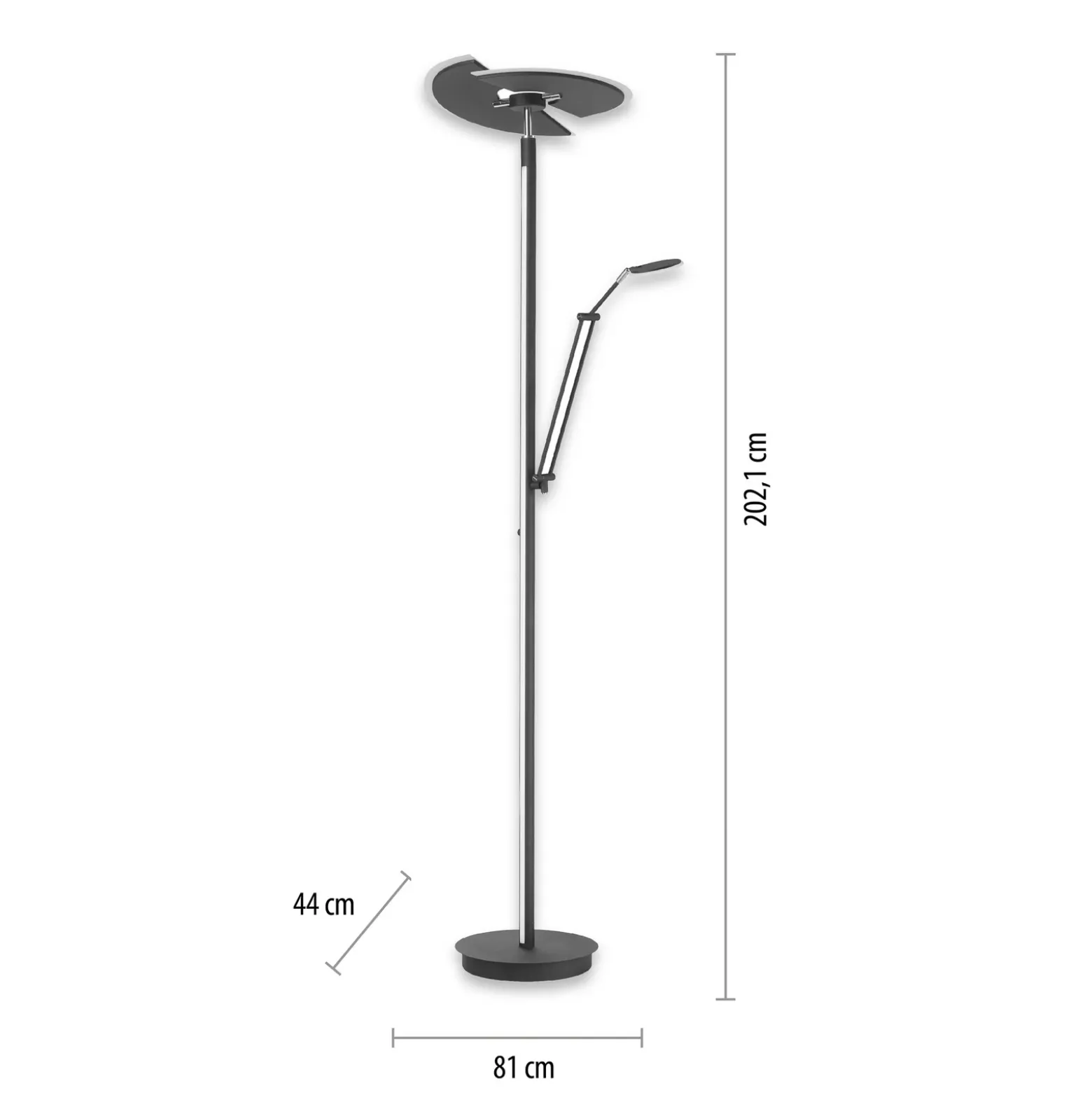 Lámpara de pie LED PURE Mutil, grafito, lámpara de lectura, CCT