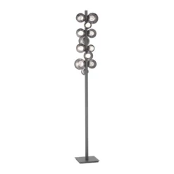 Lámpara de pie LED PURE Popup, gris aluminio/cristal, atenuador, 12 luces