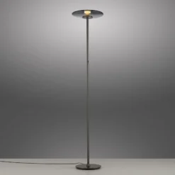 Lámpara de pie LED PURE Vitrum, aluminio gris/vidrio, regulador táctil