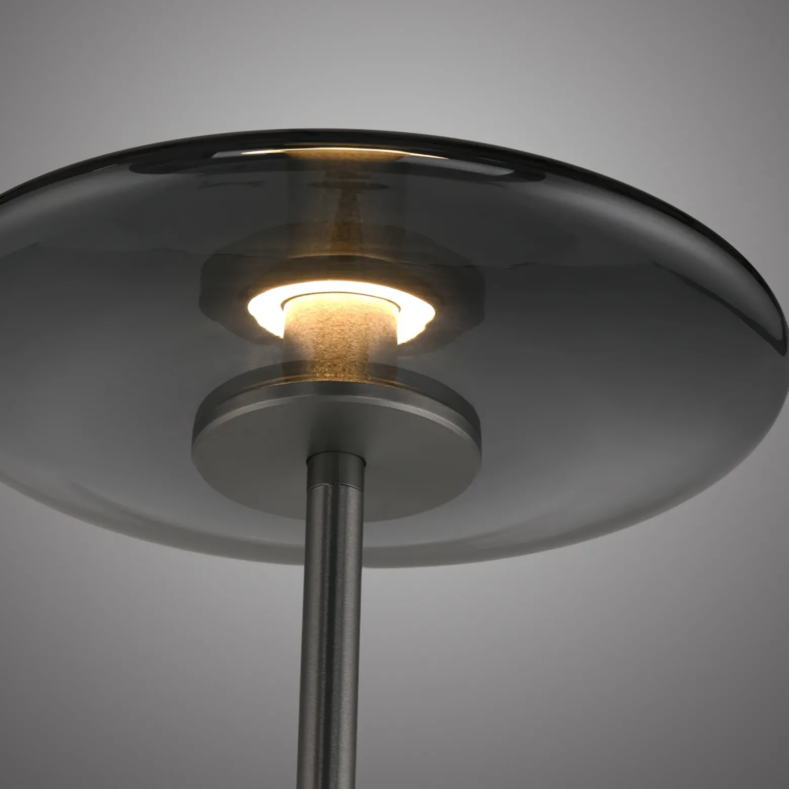 Lámpara de pie LED PURE Vitrum, aluminio gris/vidrio, regulador táctil