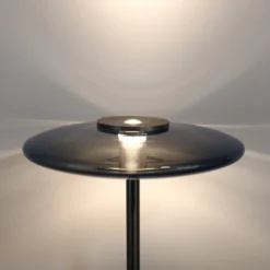 Lámpara de pie LED PURE Vitrum, aluminio gris/vidrio, regulador táctil