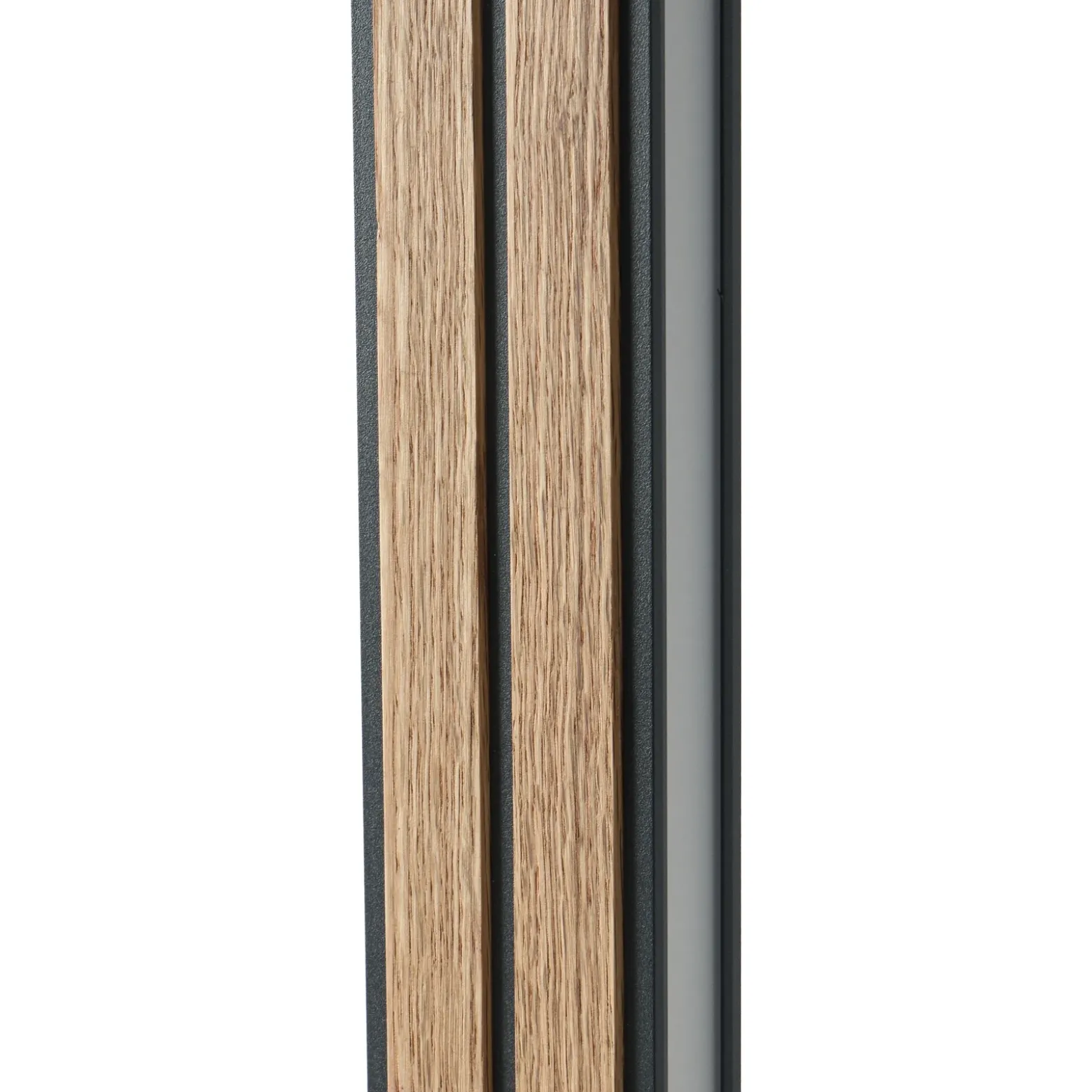 Lámpara de pie LED Quitani Lisene, roble/negro/natural, 162 cm, atenuable.