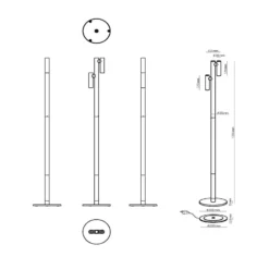 Lámpara de pie LED recargable Antrim, negra, 2 luces, IP54, atenuable