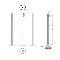 Lámpara de pie LED recargable Antrim, blanca, 1 luz, IP54, atenuable