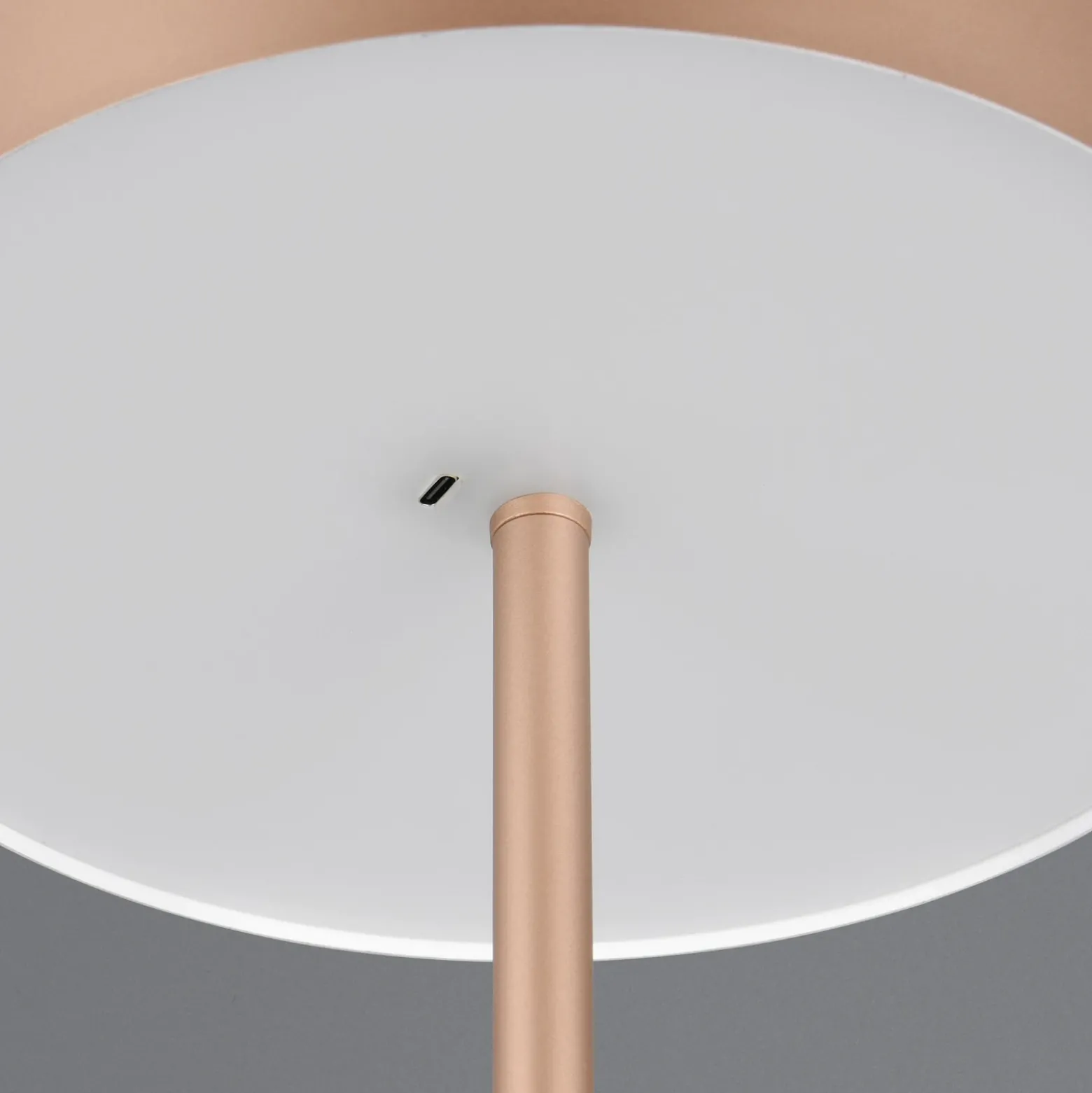Lámpara de pie LED recargable Jeff, color café, atenuable, altura 147 cm